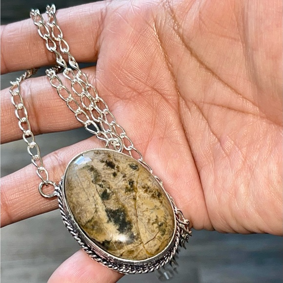 Brown Dendritic Jasper Pendant Necklace - Picture 9 of 12